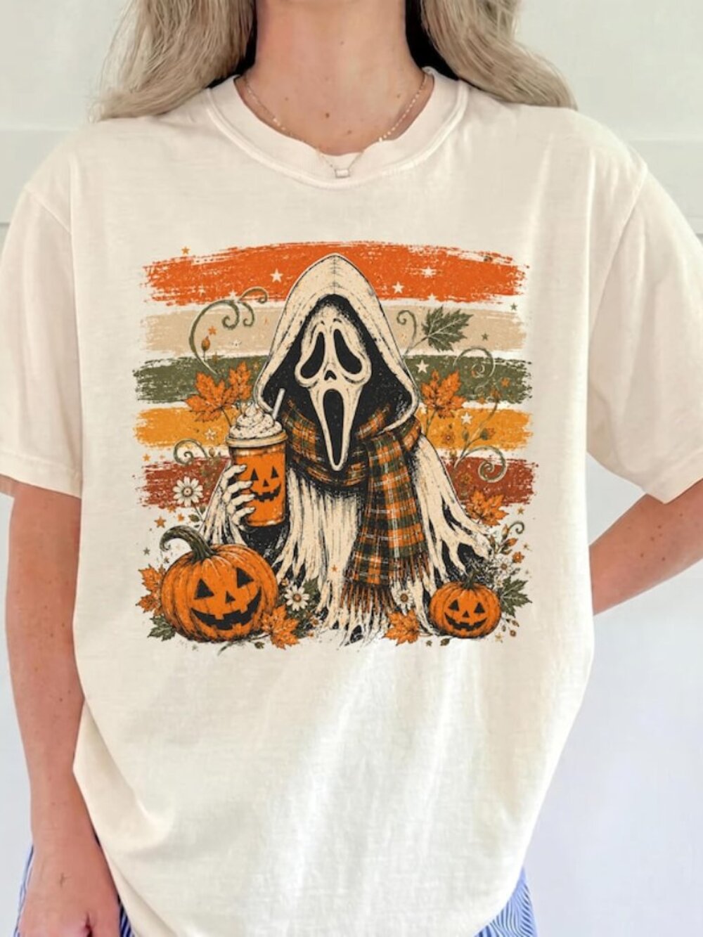 Retro Ghost Halloween T-Shirt, Autumn Vibes Tee